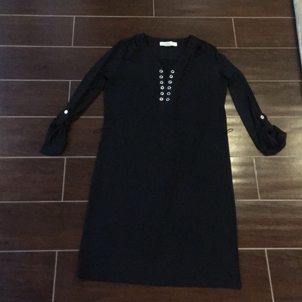 MichaelKors BlackMidSleeve Silver Accent Dress